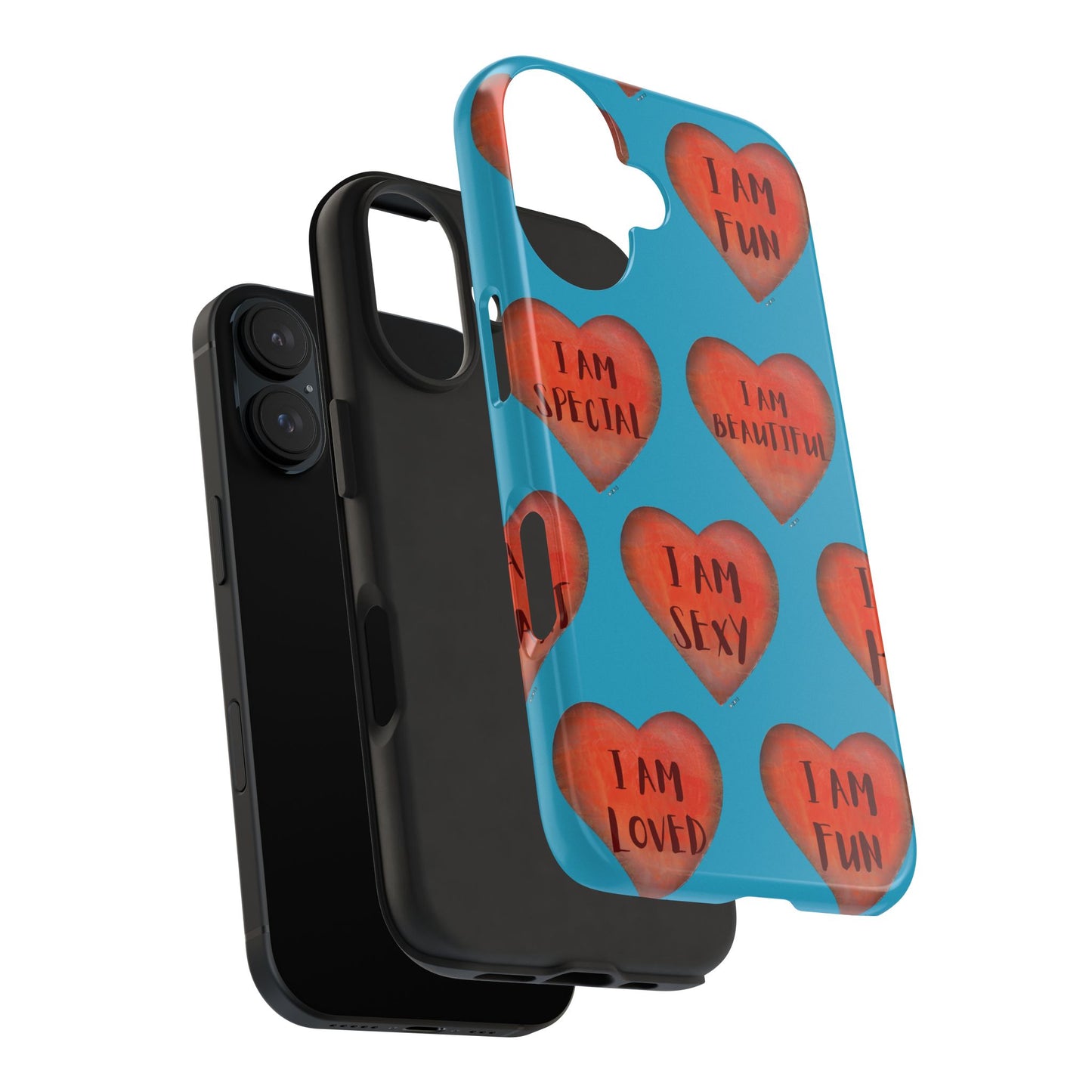 Tough Phone Cases - Original art phone case - Turquoise phone case - Motivational Heart