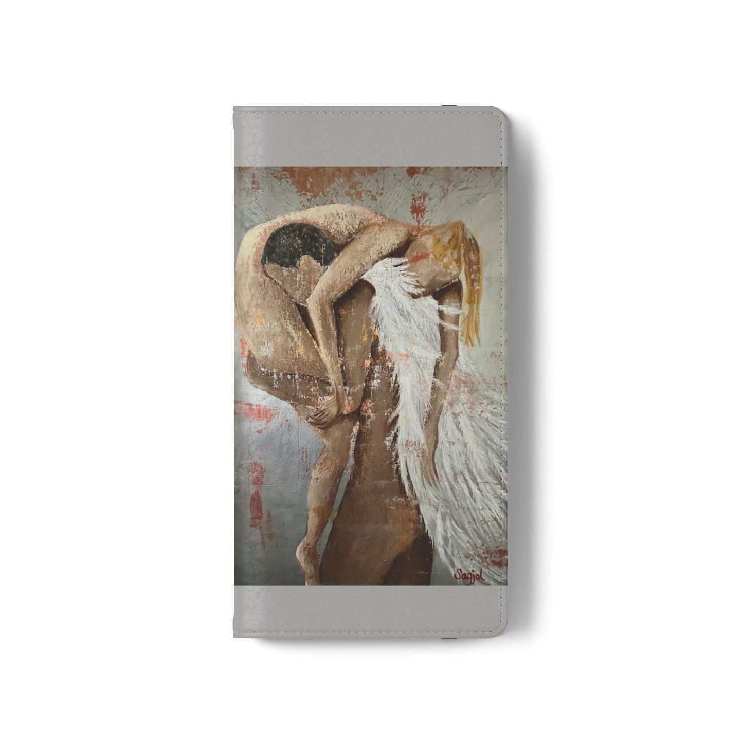 Phone Case - Angel Rescuing Girl - Hand Painted Original Art - flip phone case - Wallet phone case