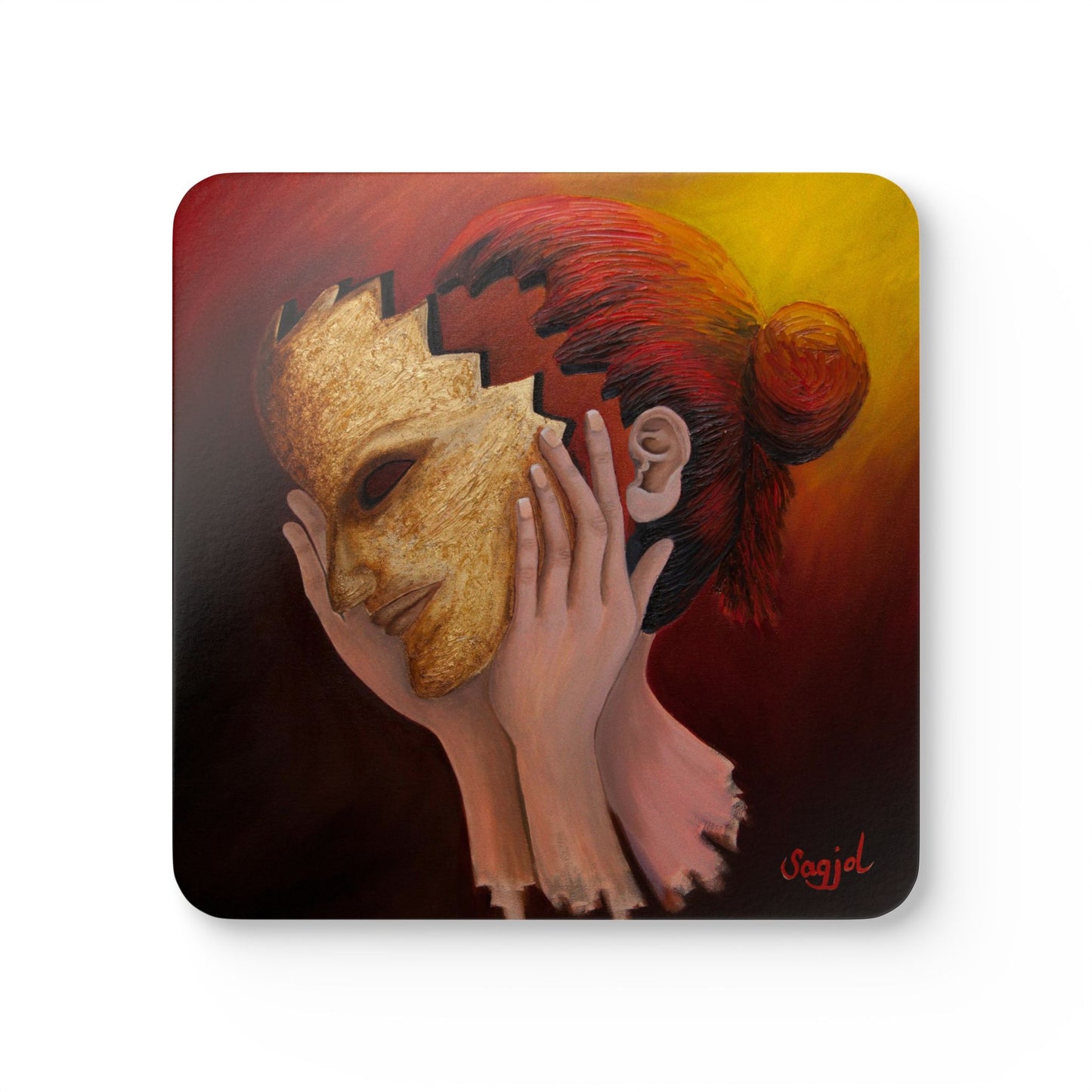 Coaster Set - "Thoughts" Original Hand Painted Art - Corkwood