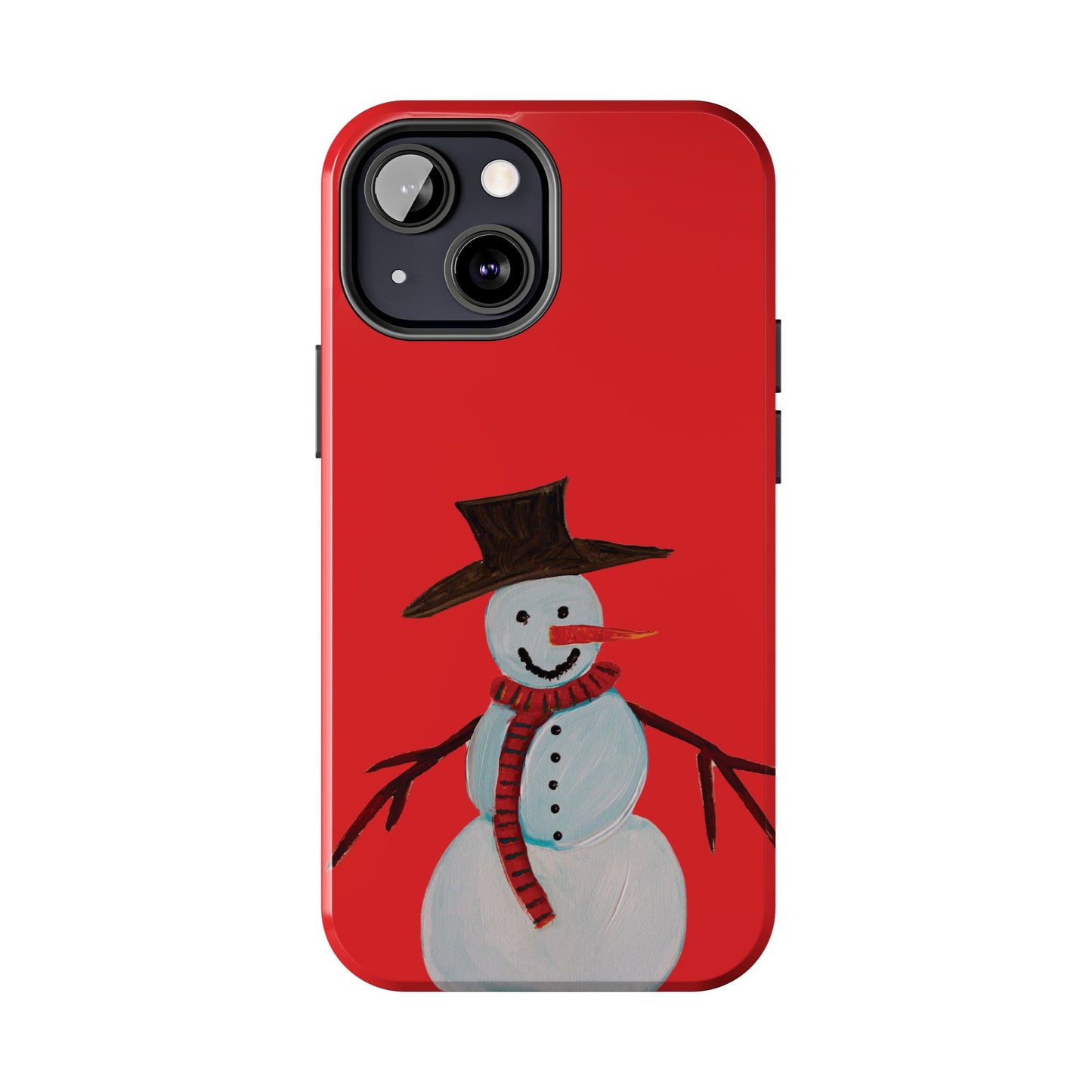 Holiday Snowman Tough Phone Case - Original art phone case - Art phone case - Red phone case