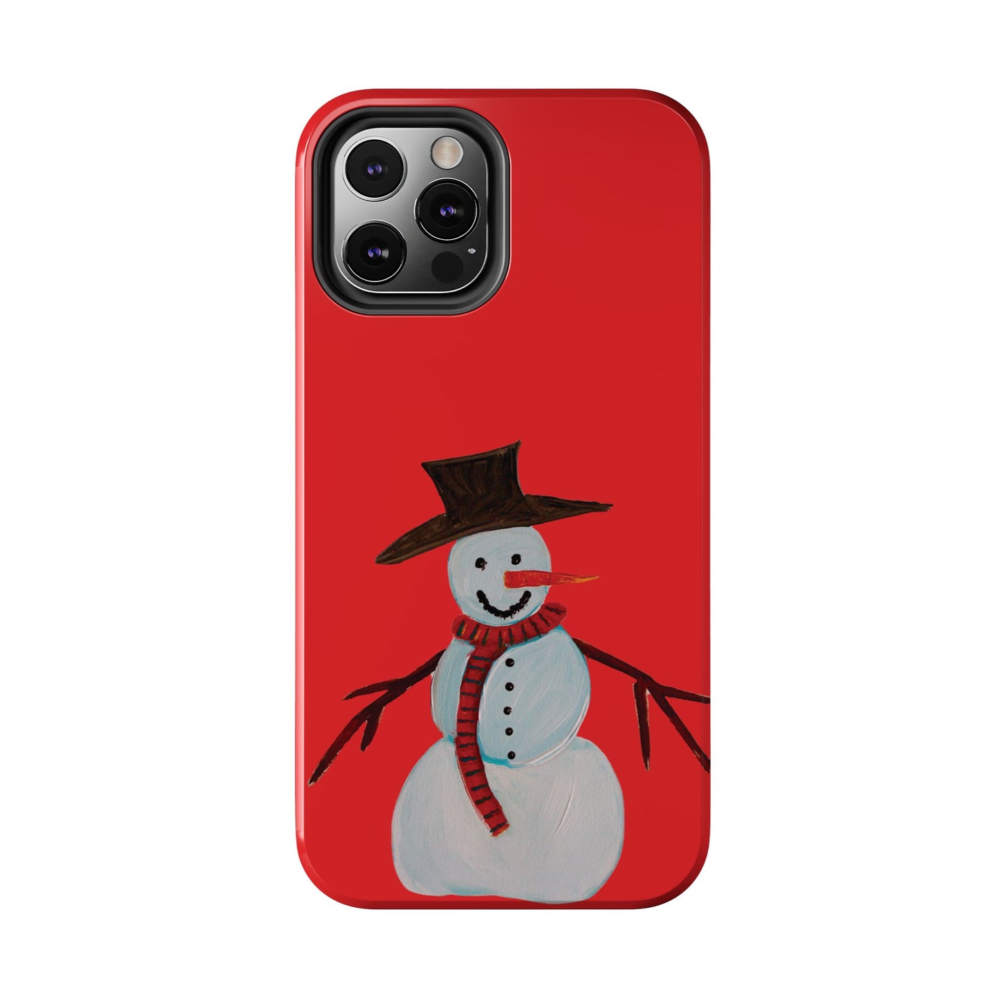 Holiday Snowman Tough Phone Case - Original art phone case - Art phone case - Red phone case