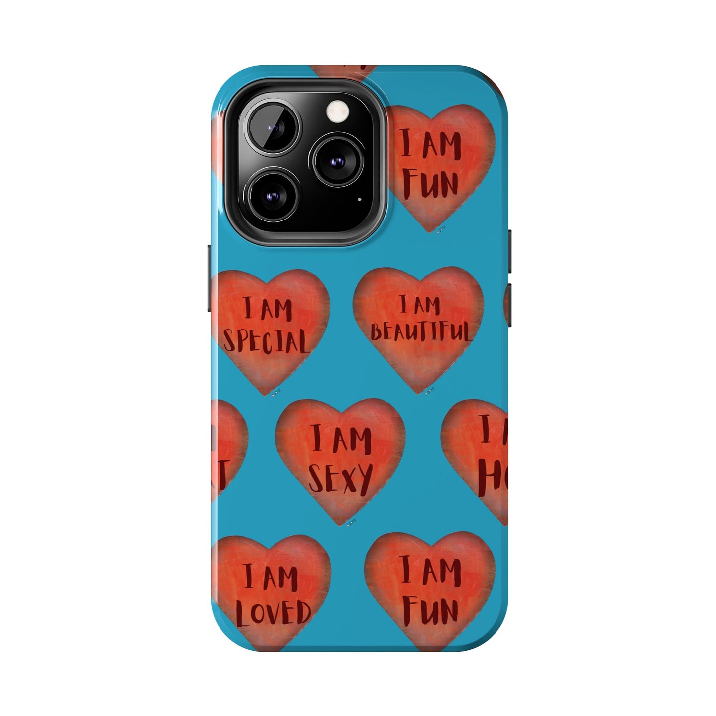 Tough Phone Cases - Original art phone case - Turquoise phone case - Motivational Heart