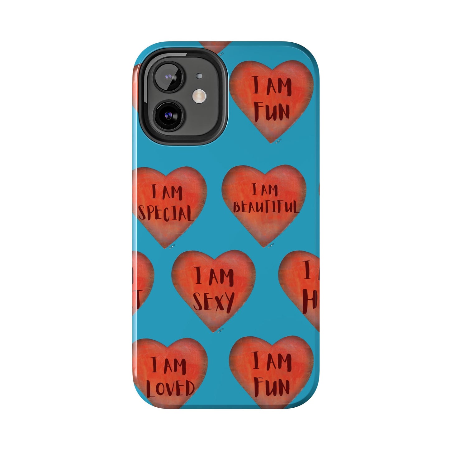 Tough Phone Cases - Original art phone case - Turquoise phone case - Motivational Heart