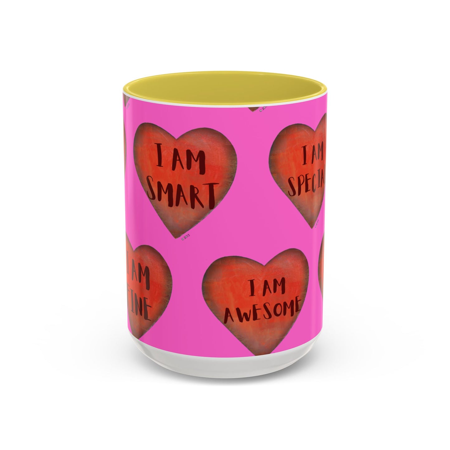 Pink Heart Mug - Colorful hand painted mug - Motivational Mug - Pink Coffee Mug