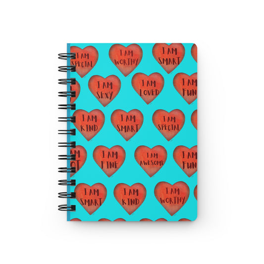 Spiral Bound Notebook - Turquoise  motivational "Heart"- Note pad - College Dorm Decor - Gift for Her