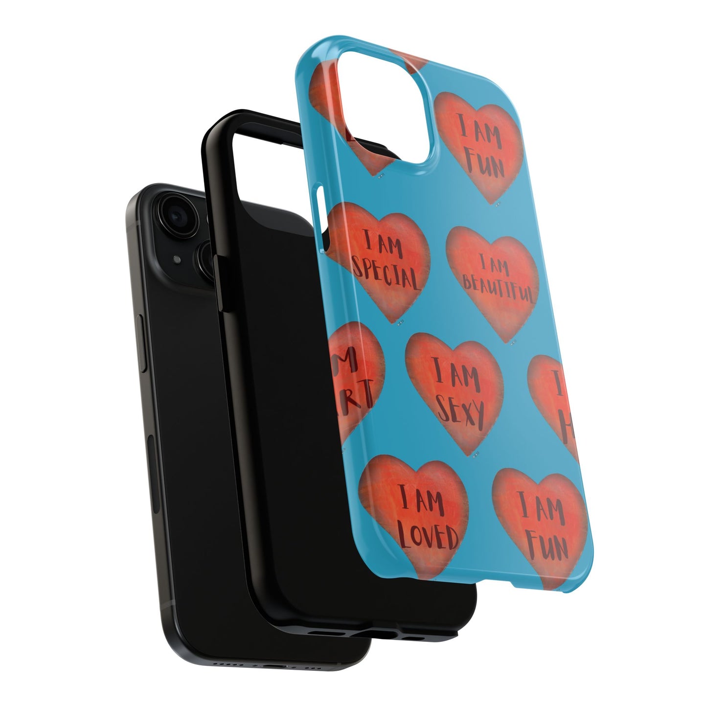 Tough Phone Cases - Original art phone case - Turquoise phone case - Motivational Heart