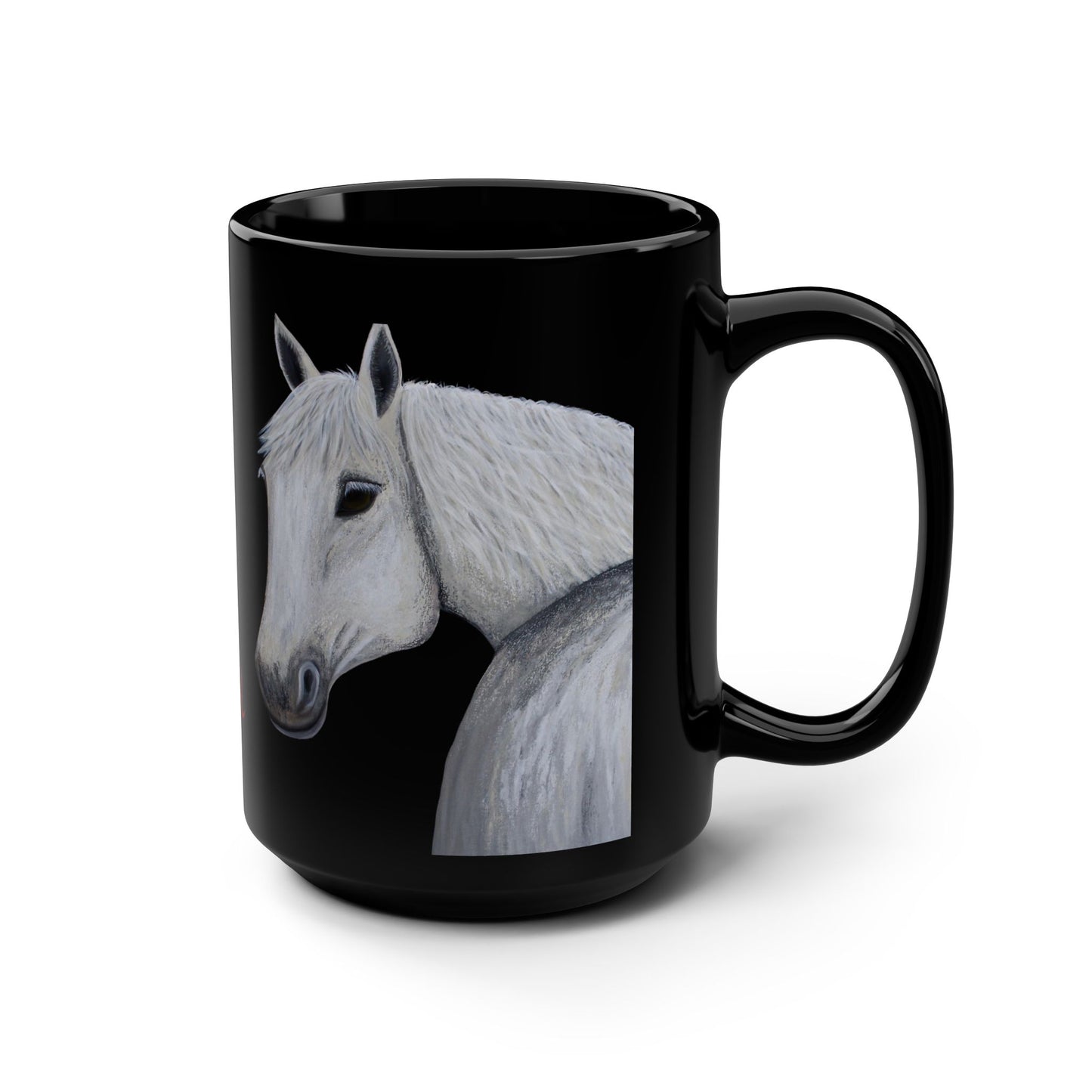 Black Mug - Equestrian Art Mug - Western style Coffee Mug - Original Art Mug - Ghost