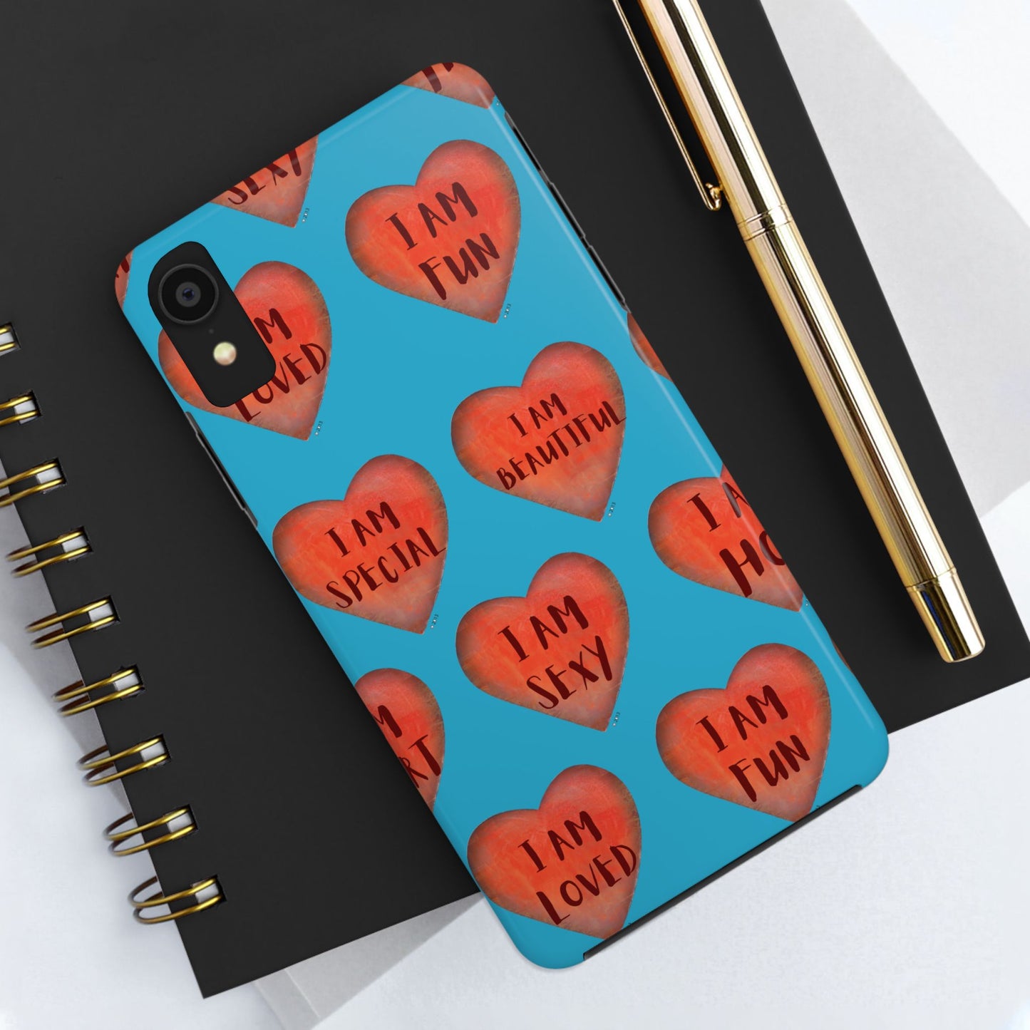 Tough Phone Cases - Original art phone case - Turquoise phone case - Motivational Heart