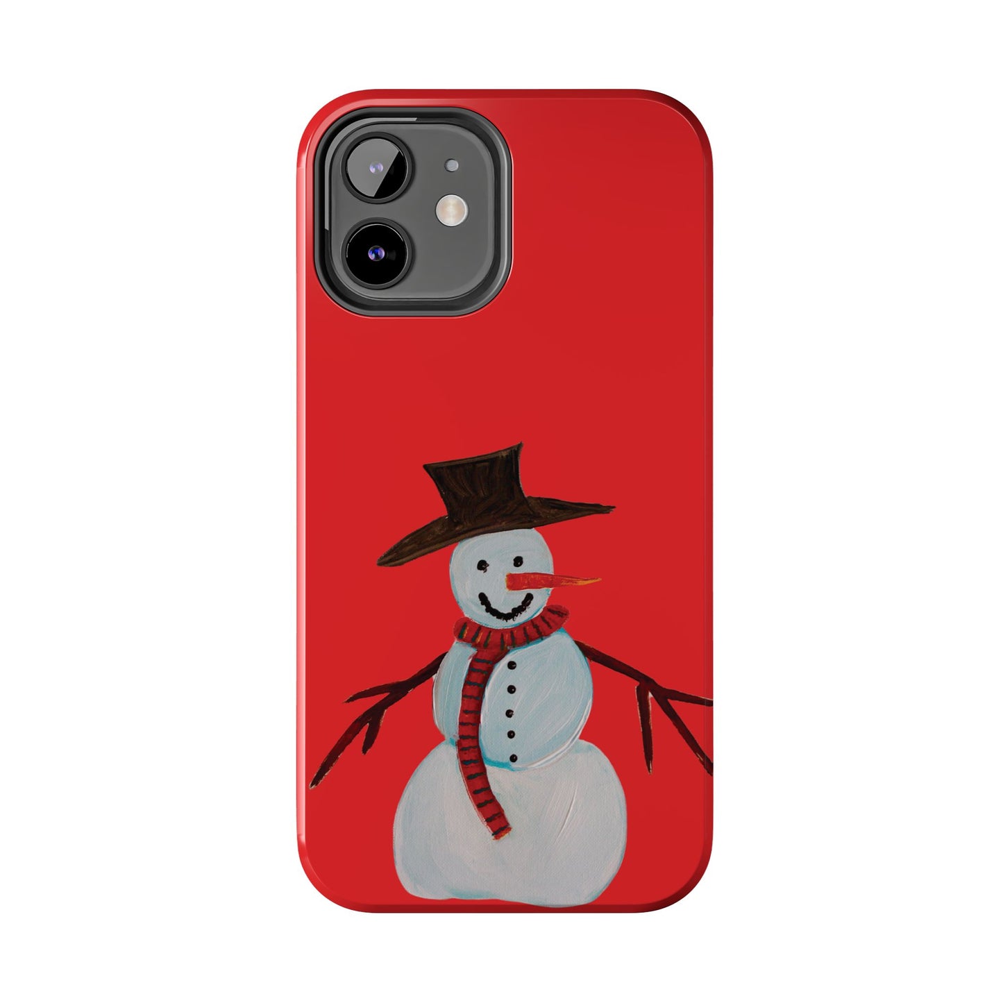 Holiday Snowman Tough Phone Case - Original art phone case - Art phone case - Red phone case