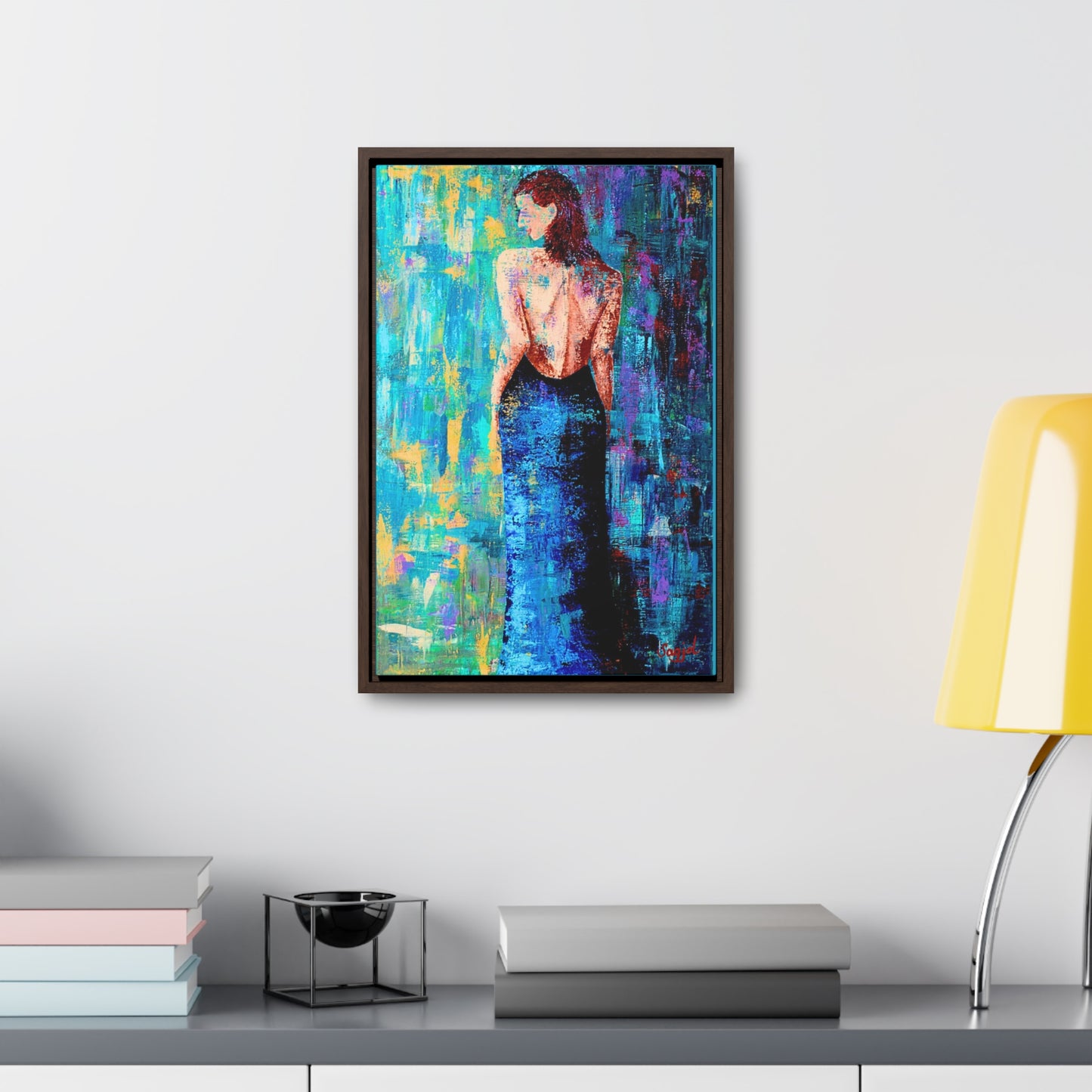 Framed Gallery Wraps - Original Art - Framed Canvas - Lady in Blue