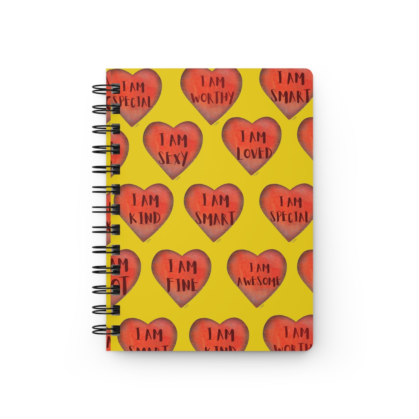 Spiral Bound Notebook - Yellow motivational "Heart"- Note pad - College Dorm Decor - Gift for Her