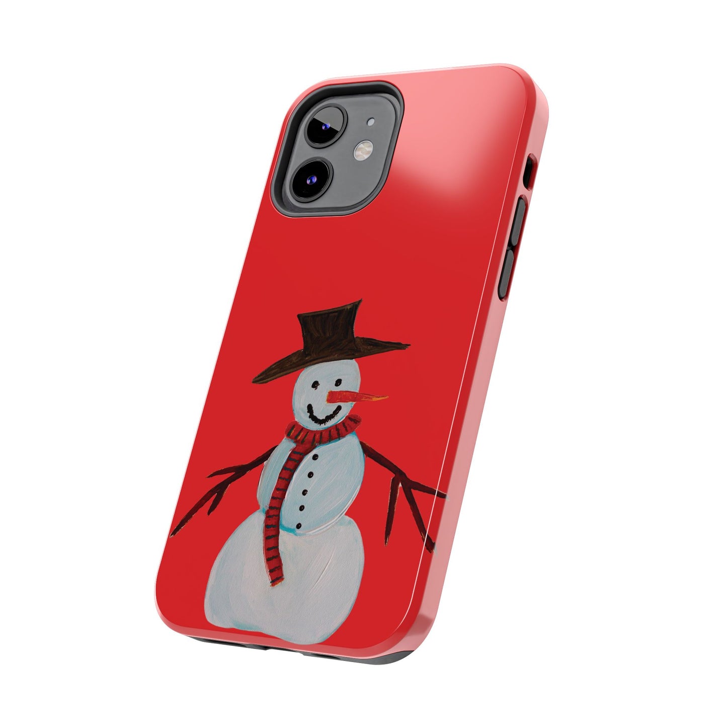 Holiday Snowman Tough Phone Case - Original art phone case - Art phone case - Red phone case