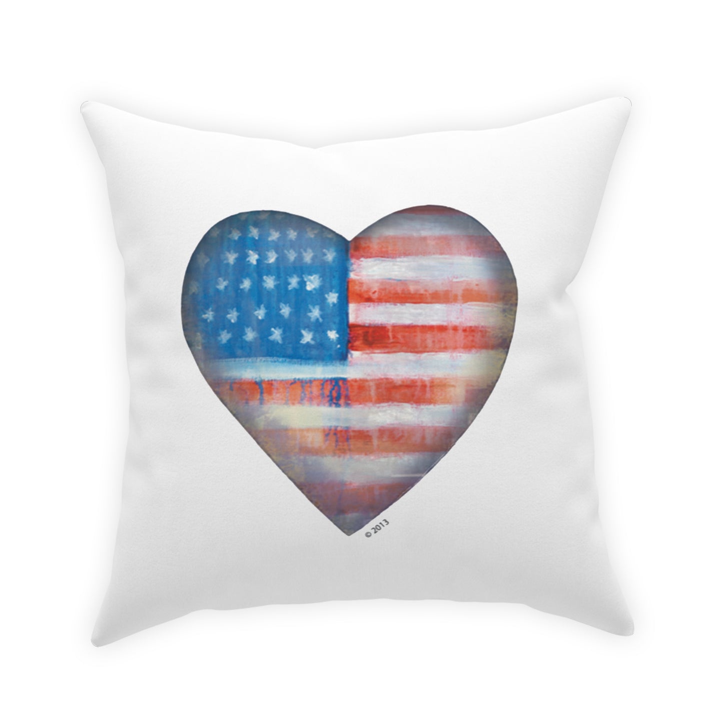 White Throw Pillow - American Heart throw Pillow - Throw Pillow for couch - Red throw Pillow