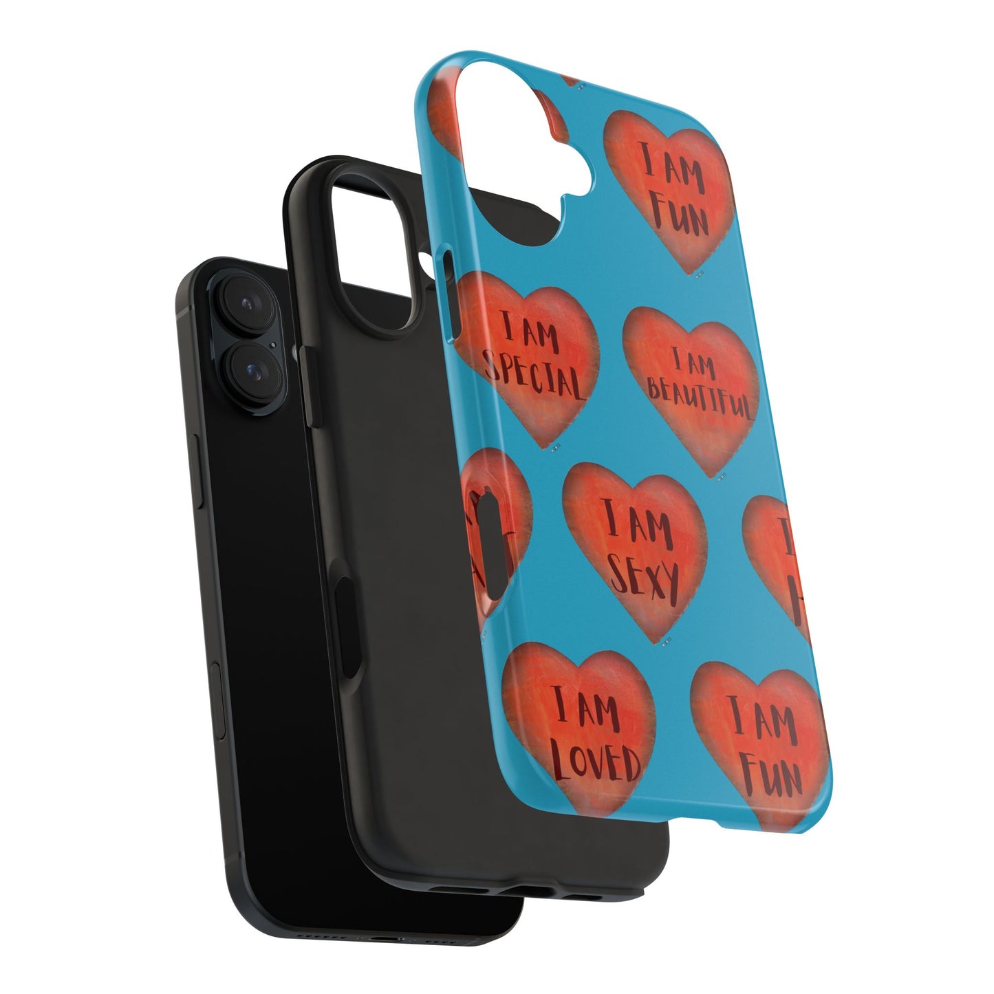 Tough Phone Cases - Original art phone case - Turquoise phone case - Motivational Heart