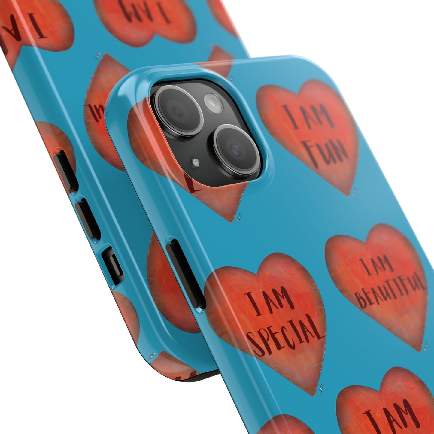 Tough Phone Cases - Original art phone case - Turquoise phone case - Motivational Heart