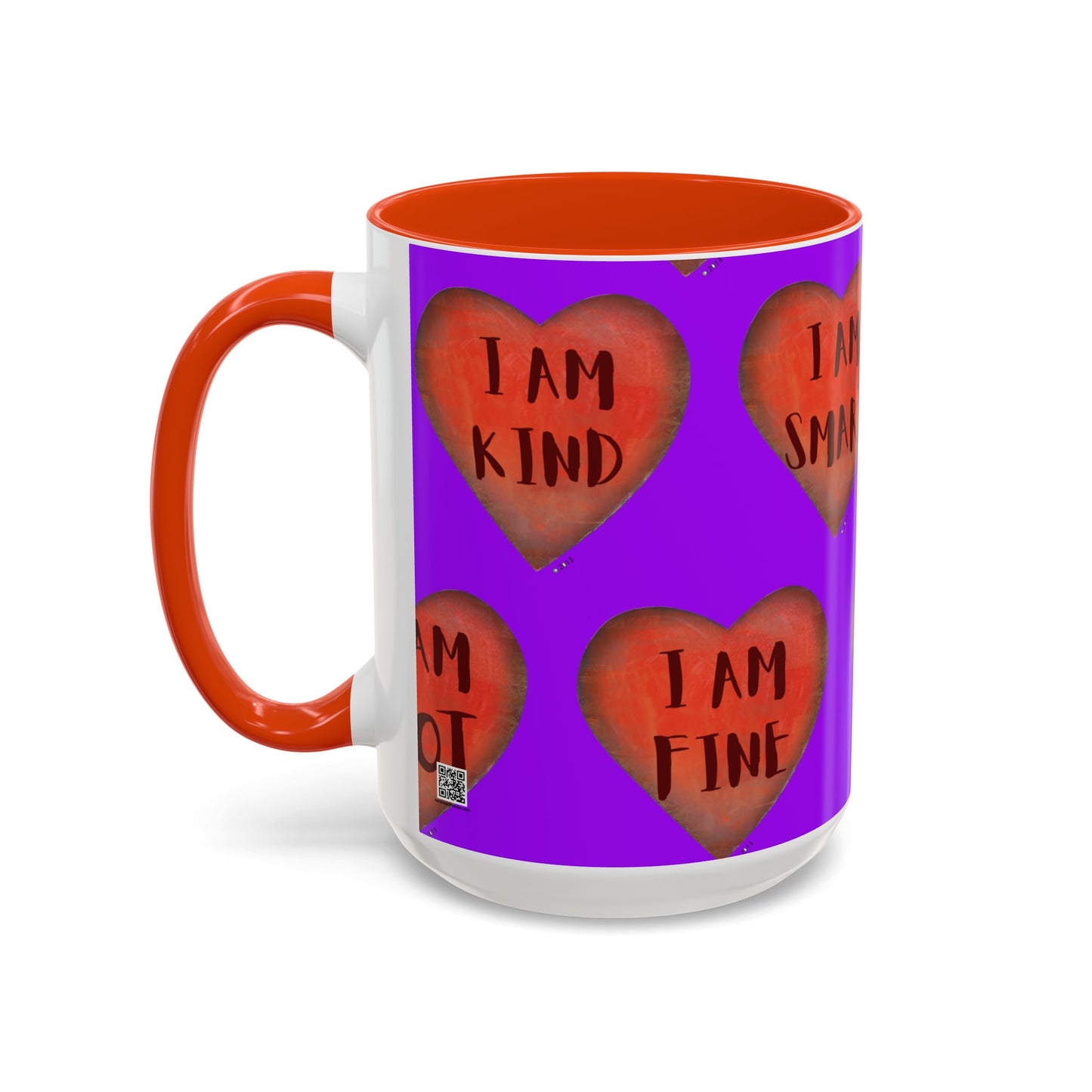 Purple Heart Mug - Colorful hand painted mug - Motivational Mug - Purple Coffee Mug