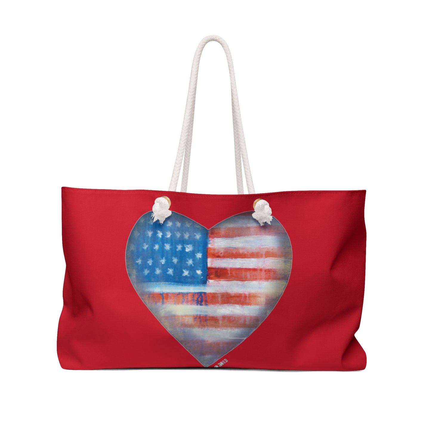 Red Tote Bag with American Heart