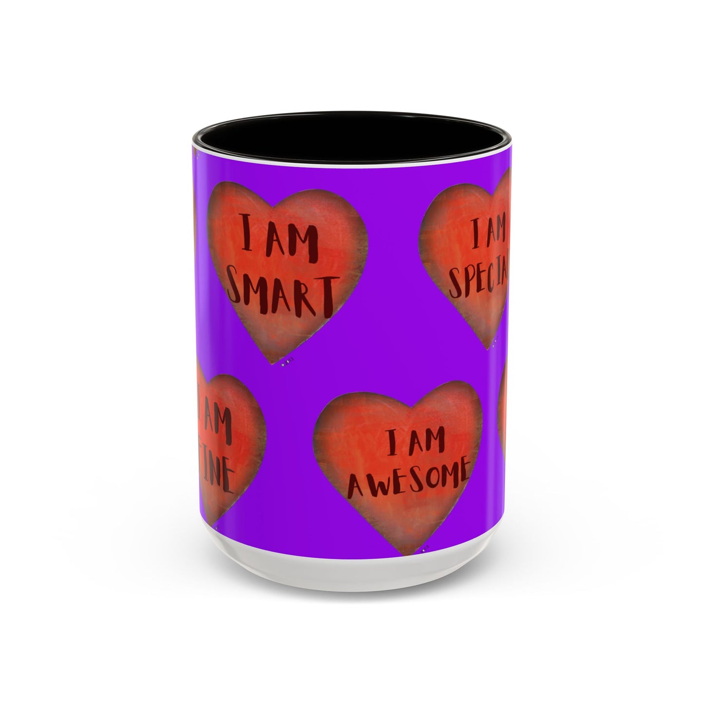 Purple Heart Mug - Colorful hand painted mug - Motivational Mug - Purple Coffee Mug