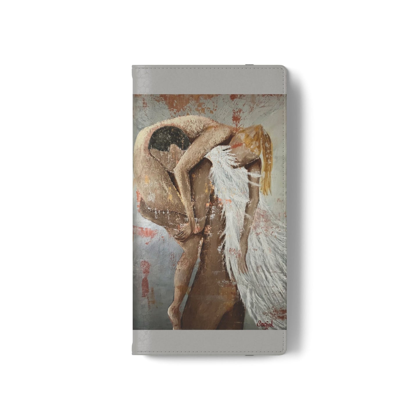 Phone Case - Angel Rescuing Girl - Hand Painted Original Art - flip phone case - Wallet phone case