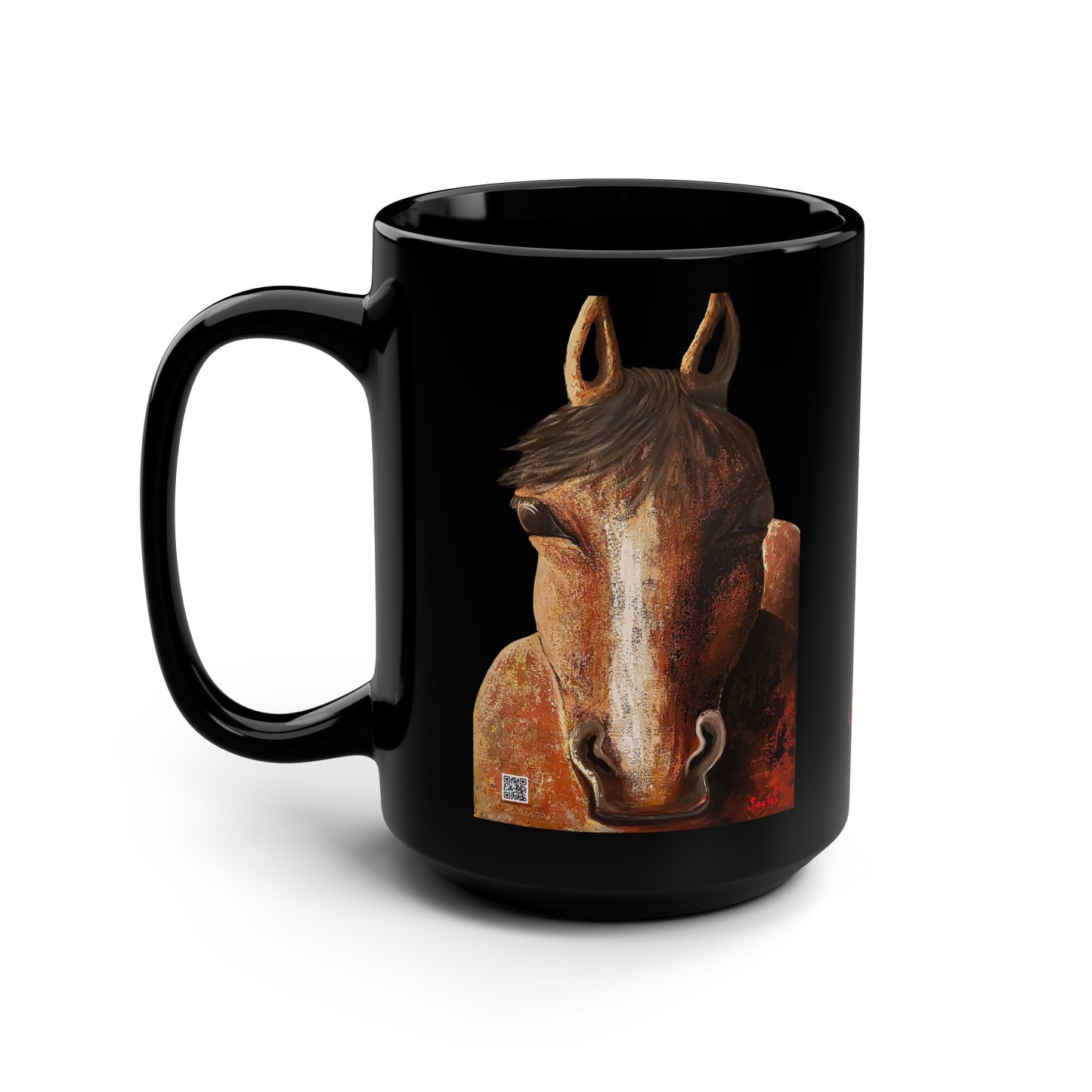 Black Mug - Equestrian Art Mug - Western style Coffee Mug - Original Art Mug - Nigel