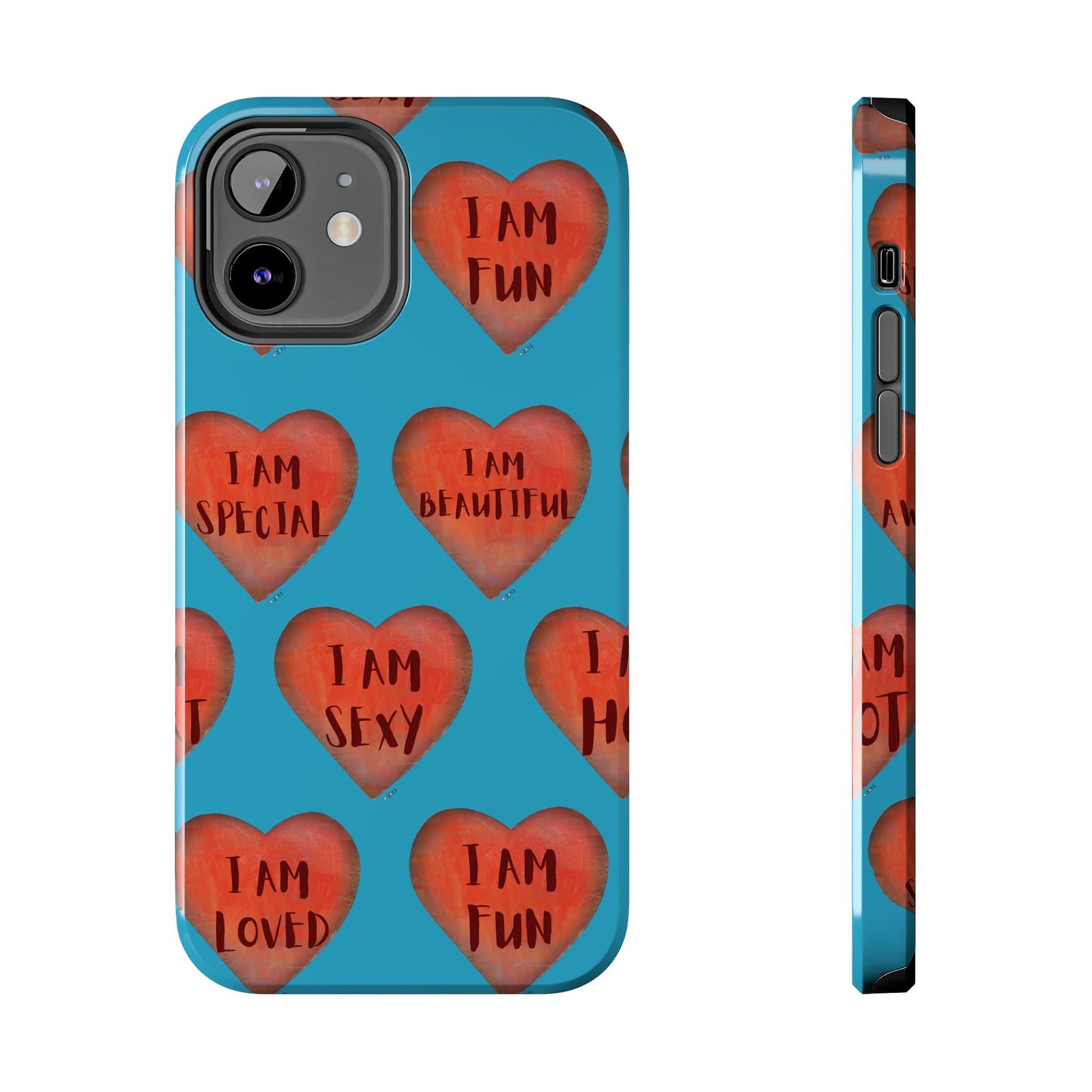 Tough Phone Cases - Original art phone case - Turquoise phone case - Motivational Heart