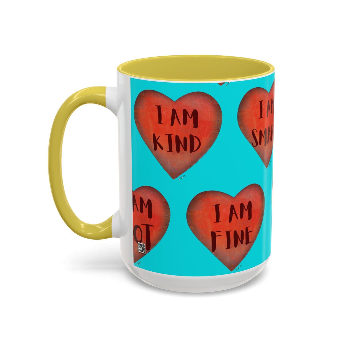 Turquoise Heart Mug - Colorful hand painted mug - Motivational Heart Mug - Turquoise Coffee Mug