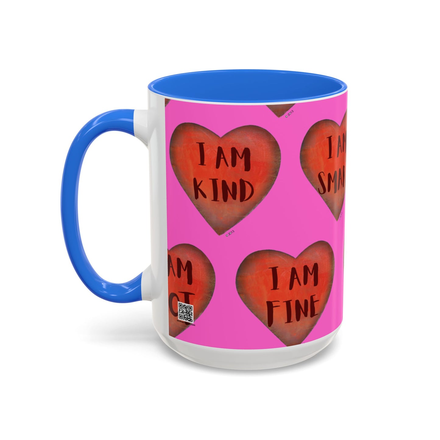 Pink Heart Mug - Colorful hand painted mug - Motivational Mug - Pink Coffee Mug