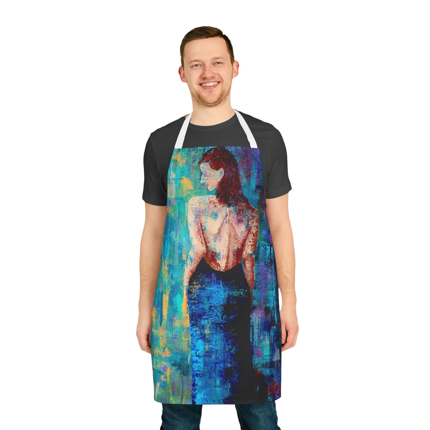 Kitchen cooking Apron  - Original Art Kitchen Apron -  Lady in Blue