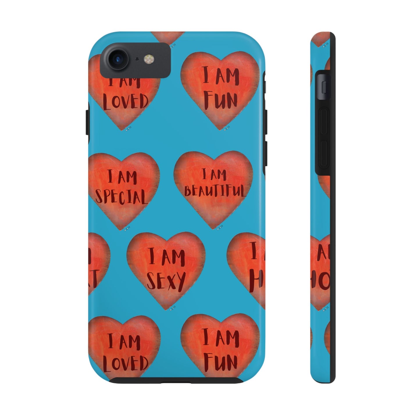 Tough Phone Cases - Original art phone case - Turquoise phone case - Motivational Heart