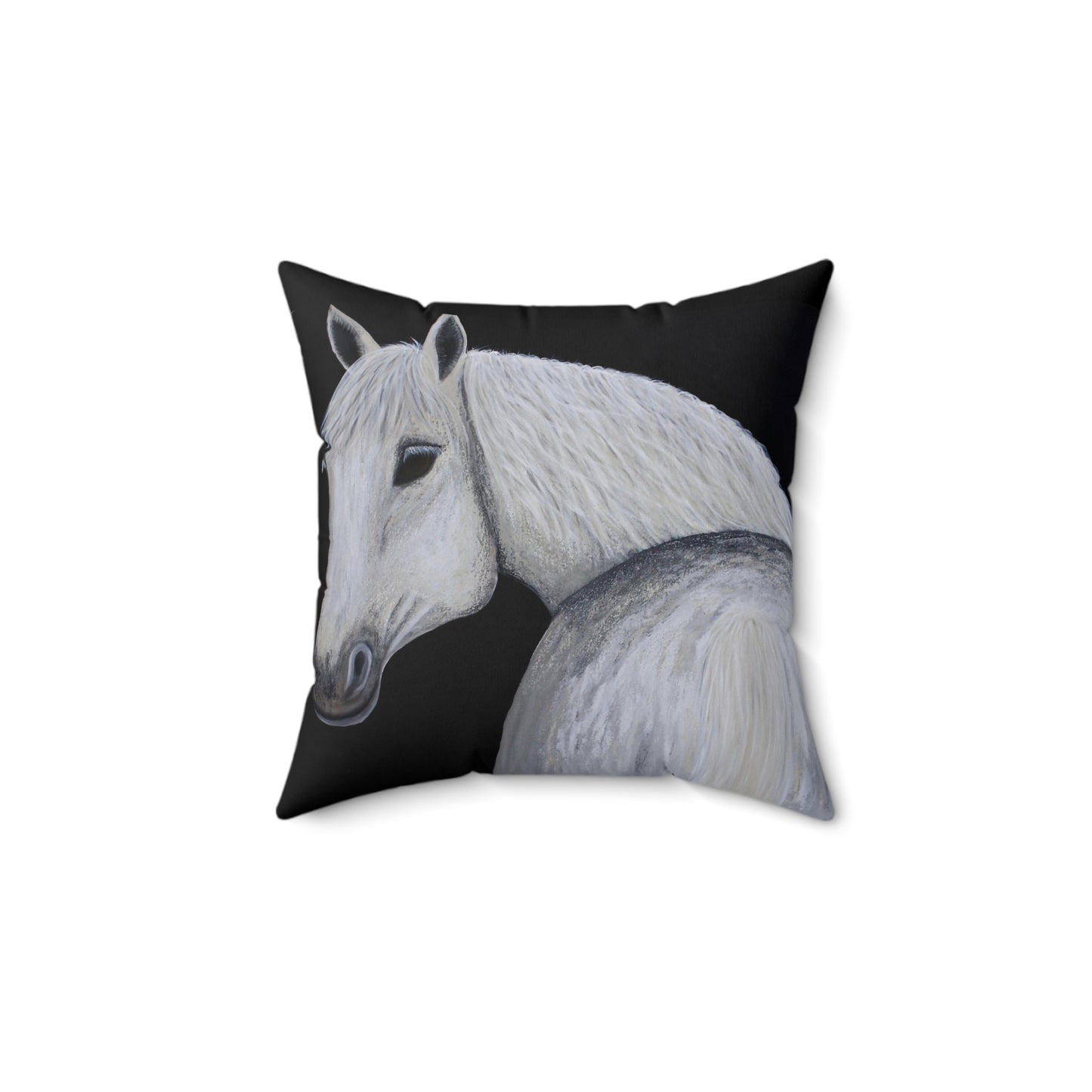 Faux Suede Square Pillow - Ghost Toss Pillow - Horse Throw Pillow