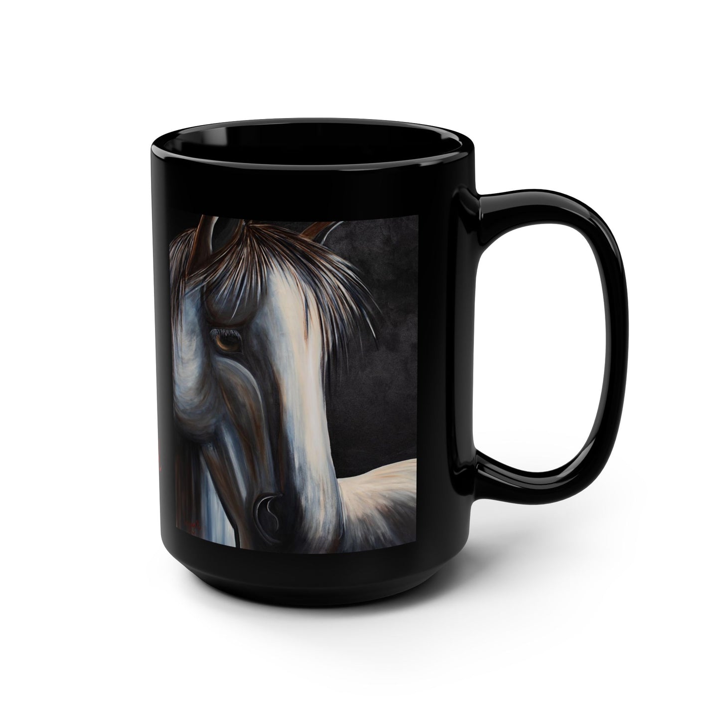 Black Mug - Equestrian Art Mug - Western style Coffee Mug - Original Art Mug - "Stamina"