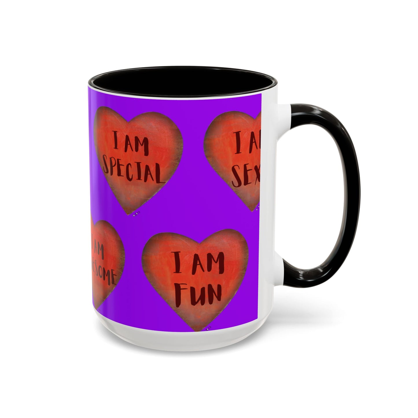 Purple Heart Mug - Colorful hand painted mug - Motivational Mug - Purple Coffee Mug