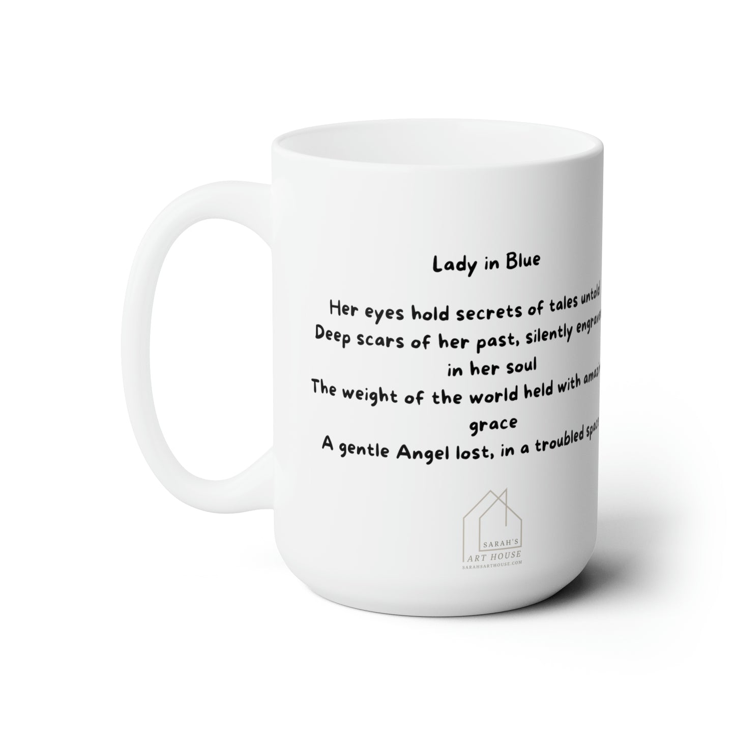 Lady in Blue - Ceramic Mug 15oz - Coffee Mug with Poem