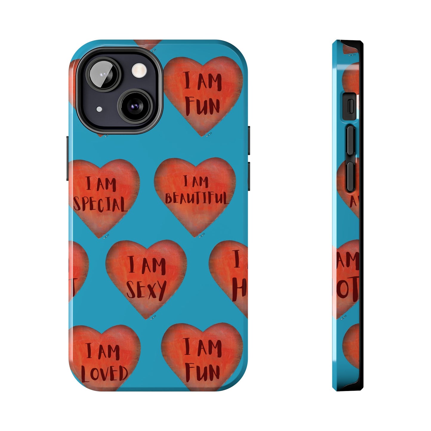 Tough Phone Cases - Original art phone case - Turquoise phone case - Motivational Heart