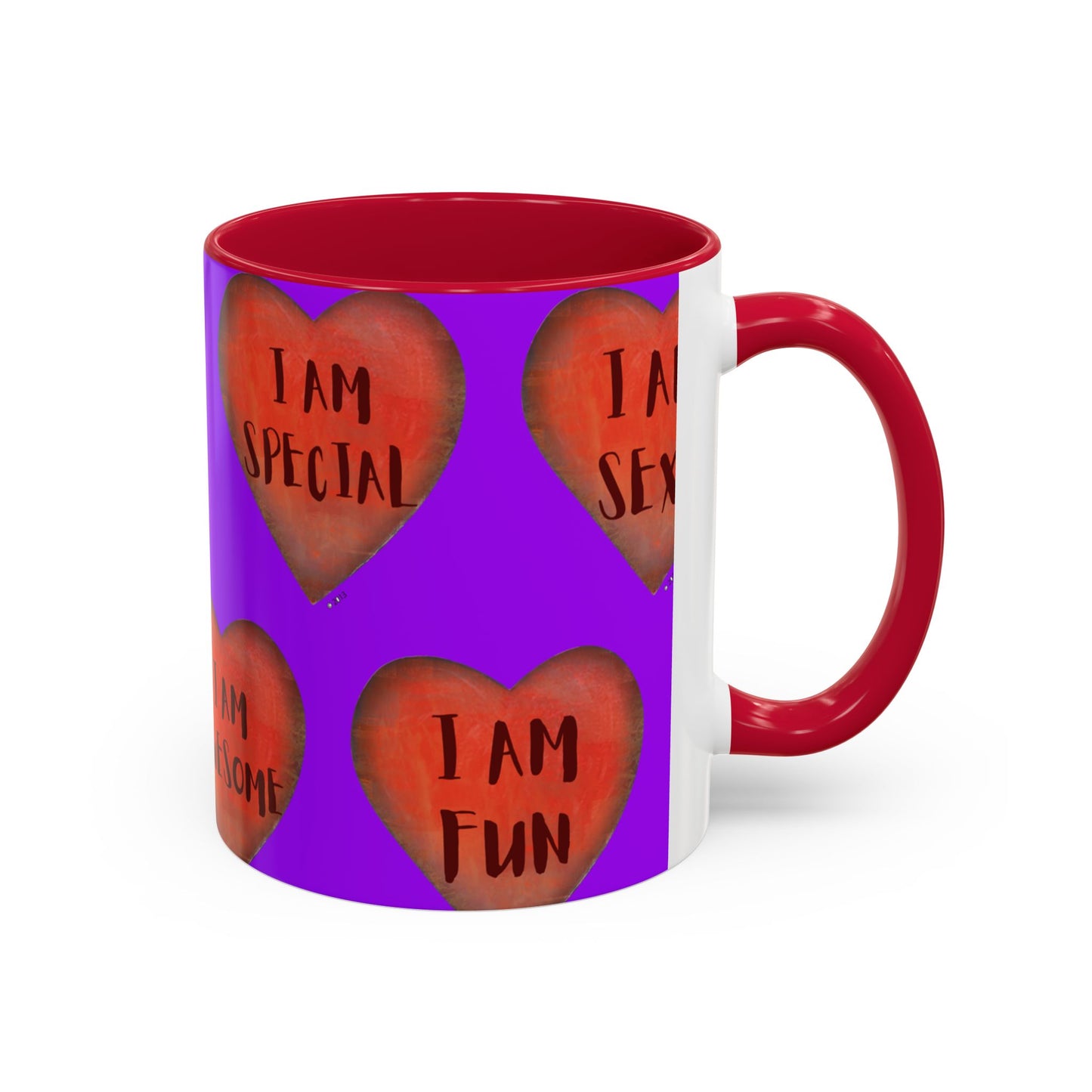 Purple Heart Mug - Colorful hand painted mug - Motivational Mug - Purple Coffee Mug