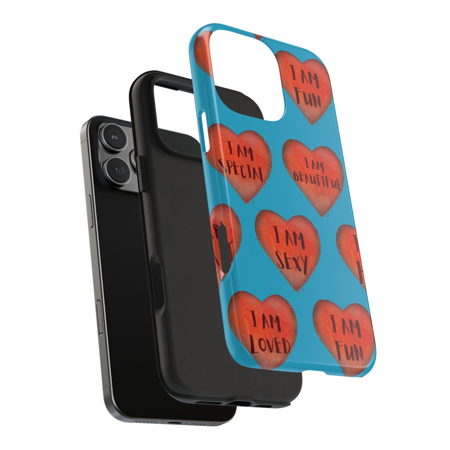 Tough Phone Cases - Original art phone case - Turquoise phone case - Motivational Heart