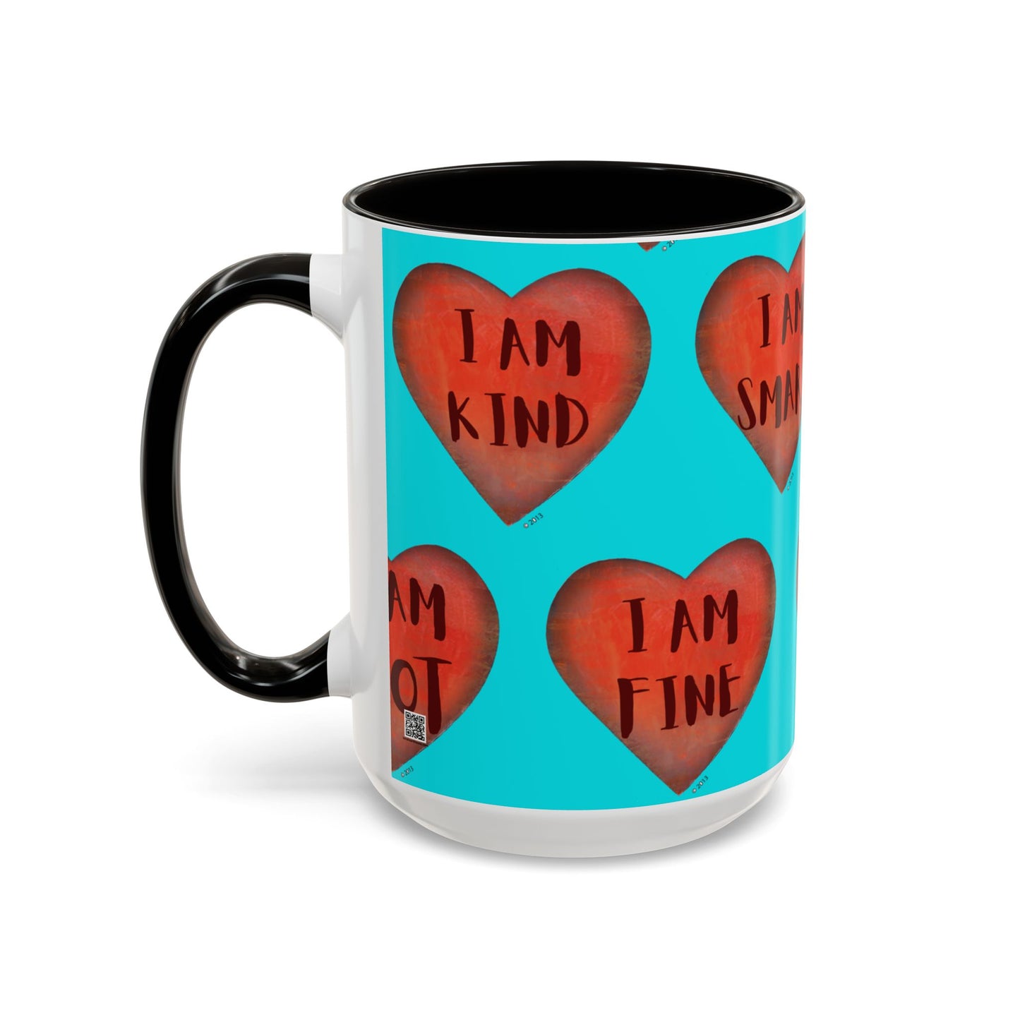 Turquoise Heart Mug - Colorful hand painted mug - Motivational Heart Mug - Turquoise Coffee Mug