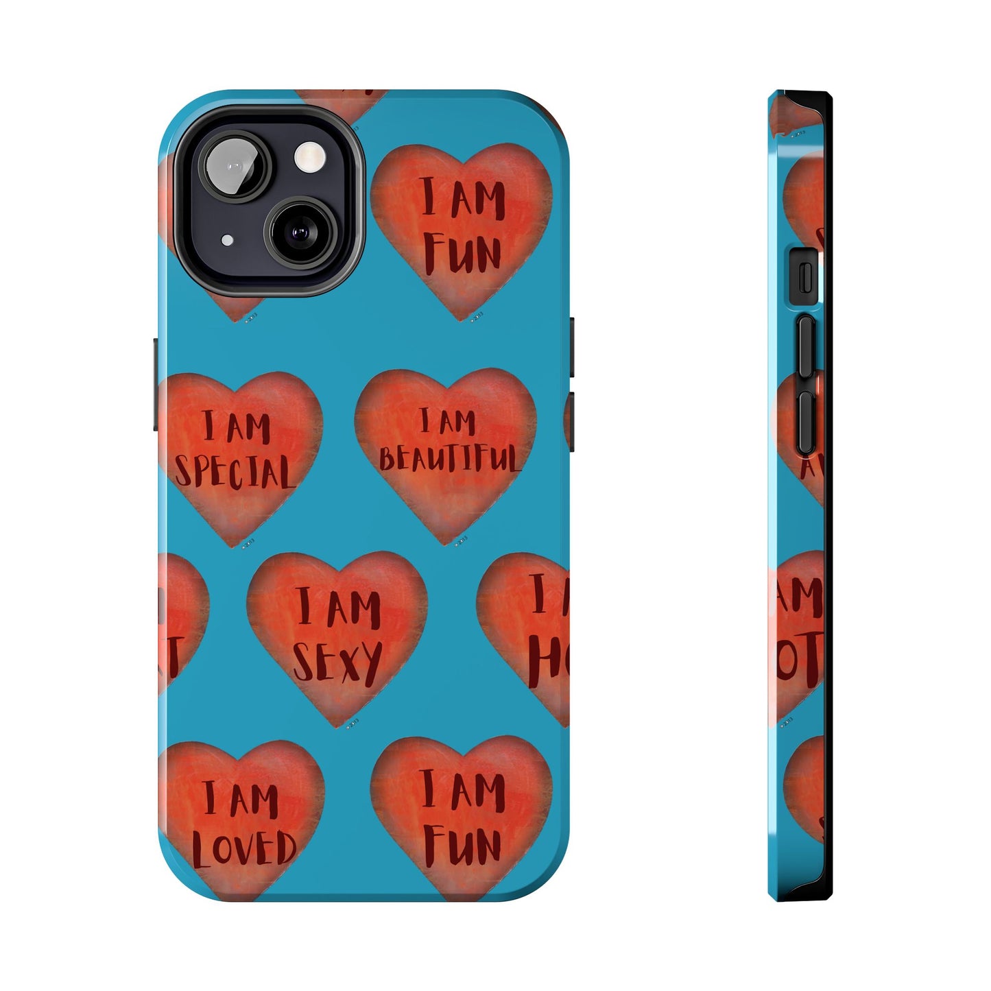 Tough Phone Cases - Original art phone case - Turquoise phone case - Motivational Heart