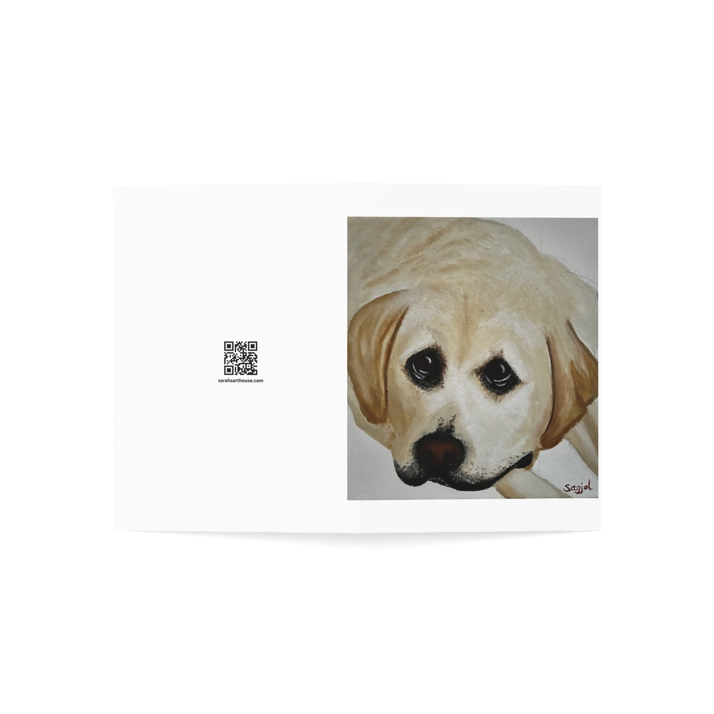 Greeting Card - Cooper the yellow Labrador by Sagjol - Folded high quality Greeting Cards - Birthday Card - Note Cards