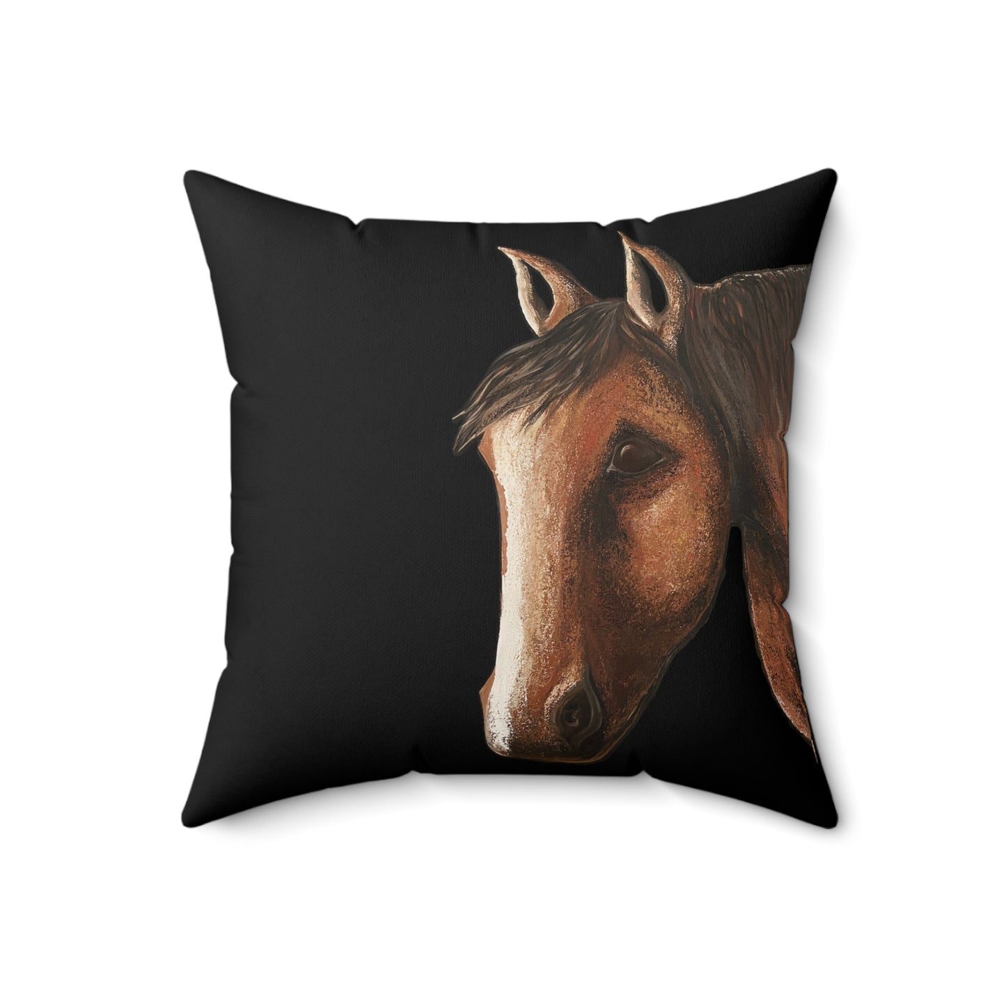 Horse Faux Suede Pillow - Equestrian Decor - Black Throw Pillow - Western Decor - Spirit hand painted Pillow