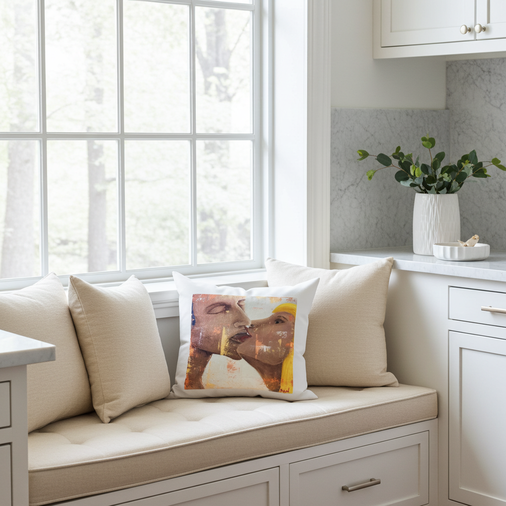 Decorative Pillow — "Passion" — Hand-Painted Angel Art Throw Cushion by SAGJOL