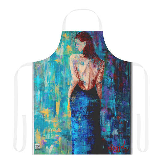 Kitchen cooking Apron  - Original Art Kitchen Apron -  Lady in Blue