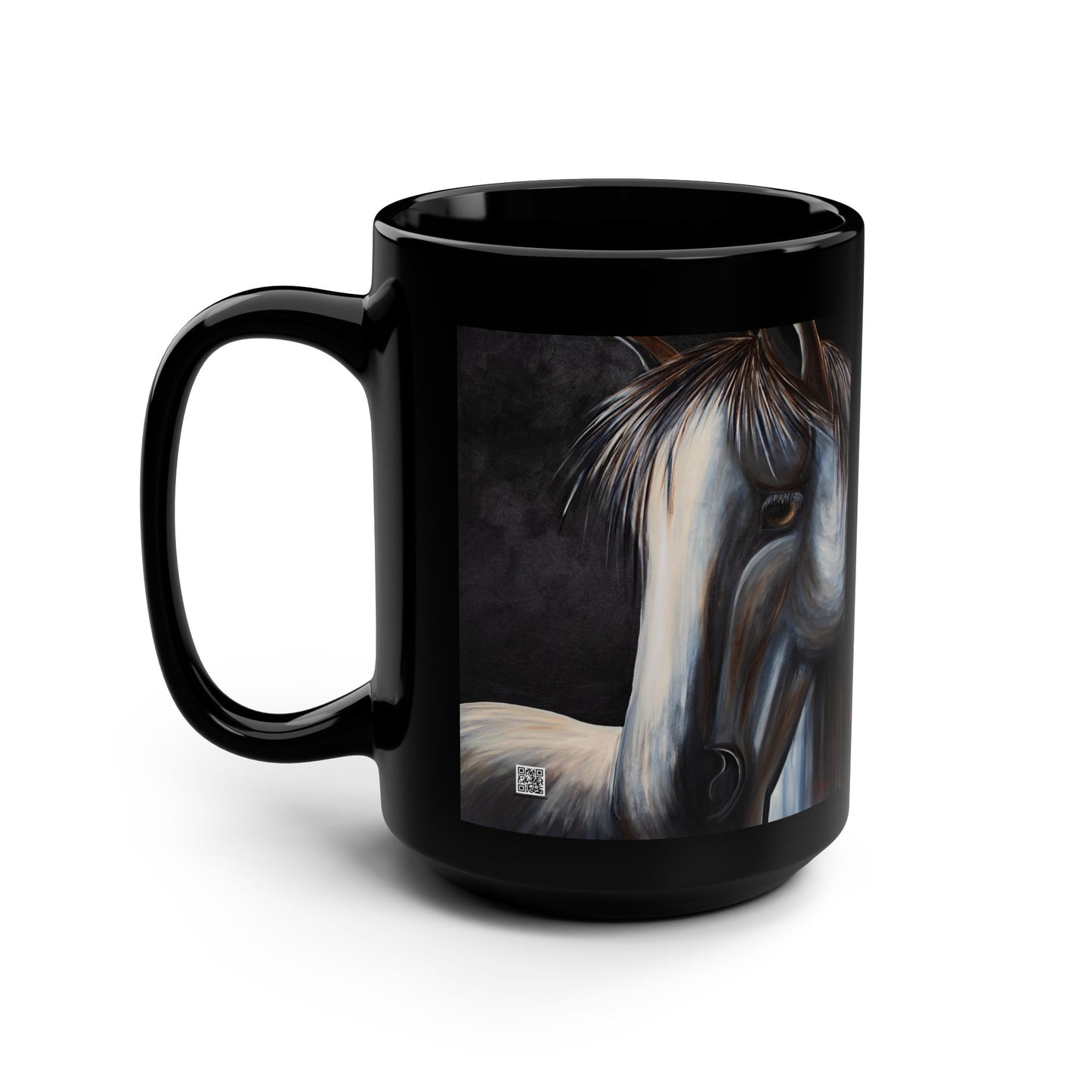 Black Mug - Equestrian Art Mug - Western style Coffee Mug - Original Art Mug - "Stamina"