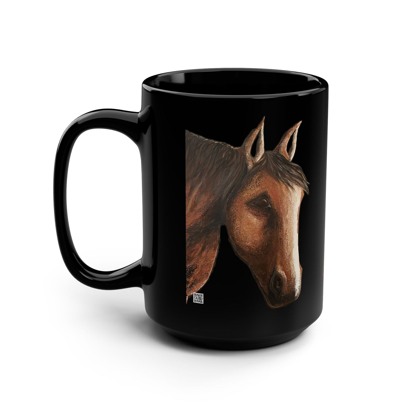 Black Mug - Equestrian Art Mug - Western style Coffee Mug - Original Art Mug - Spirit