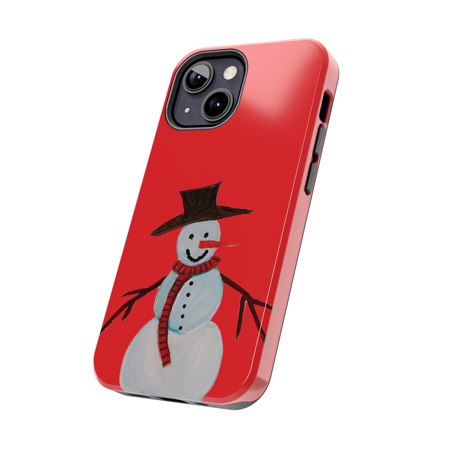 Holiday Snowman Tough Phone Case - Original art phone case - Art phone case - Red phone case