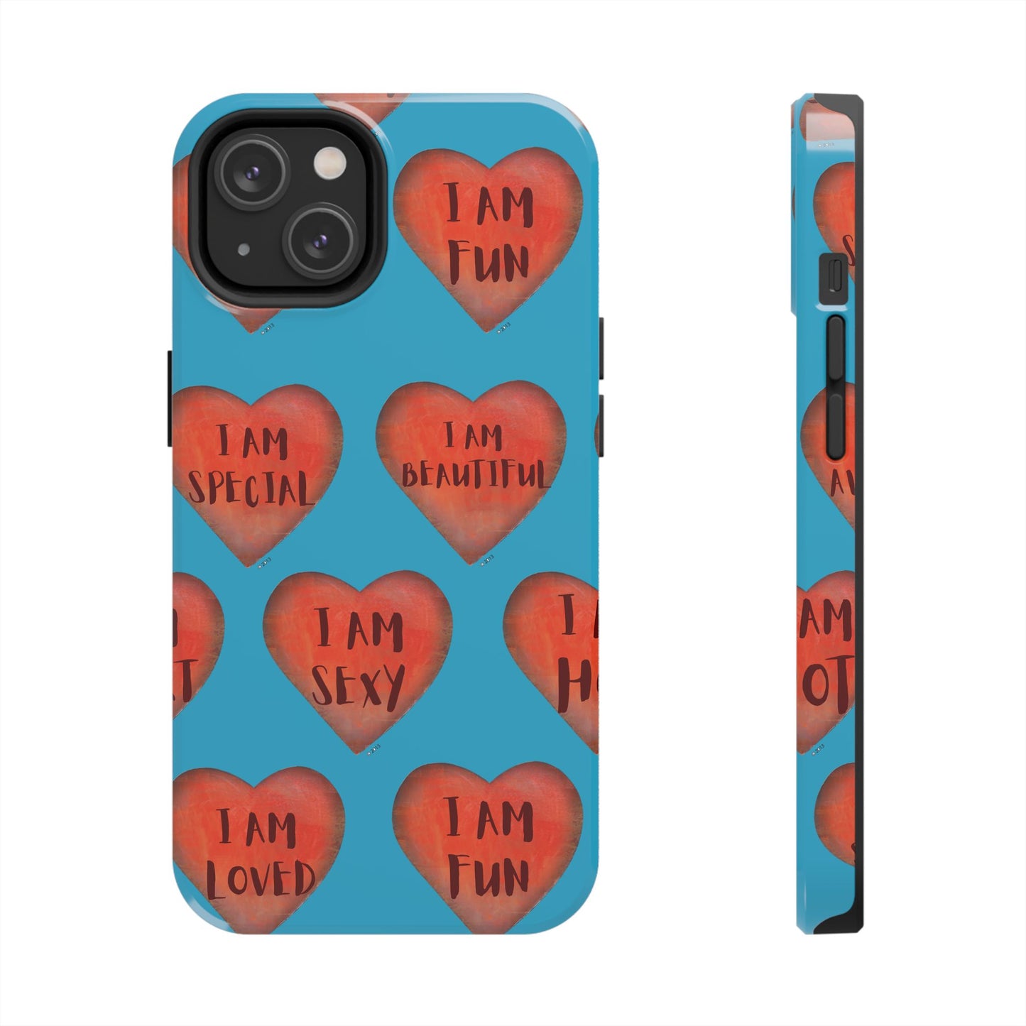 Tough Phone Cases - Original art phone case - Turquoise phone case - Motivational Heart