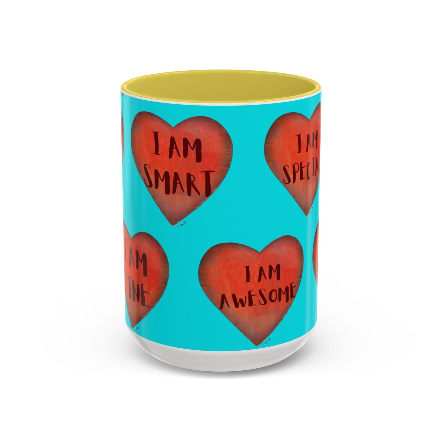 Turquoise Heart Mug - Colorful hand painted mug - Motivational Heart Mug - Turquoise Coffee Mug