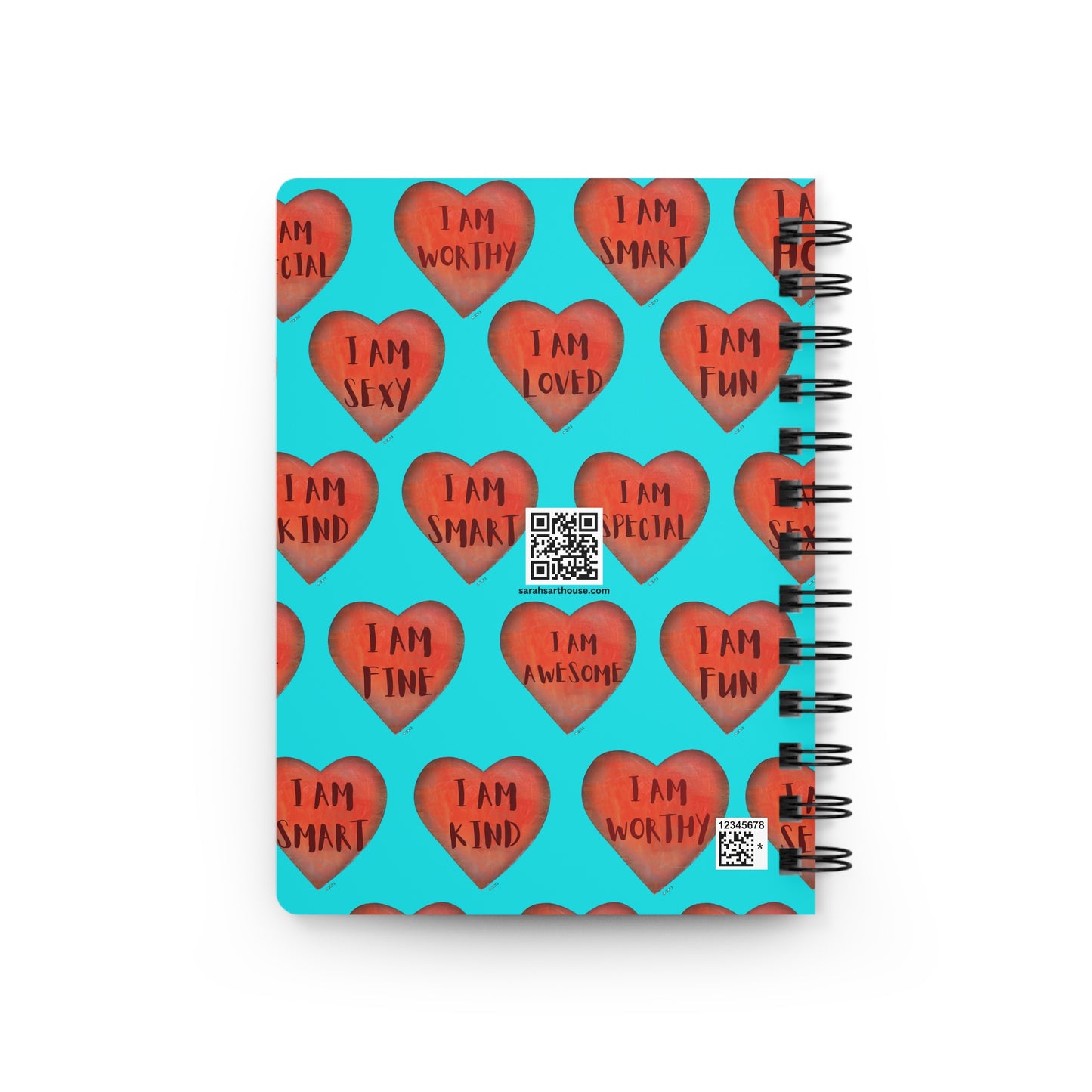 Spiral Bound Notebook - Turquoise  motivational "Heart"- Note pad - College Dorm Decor - Gift for Her