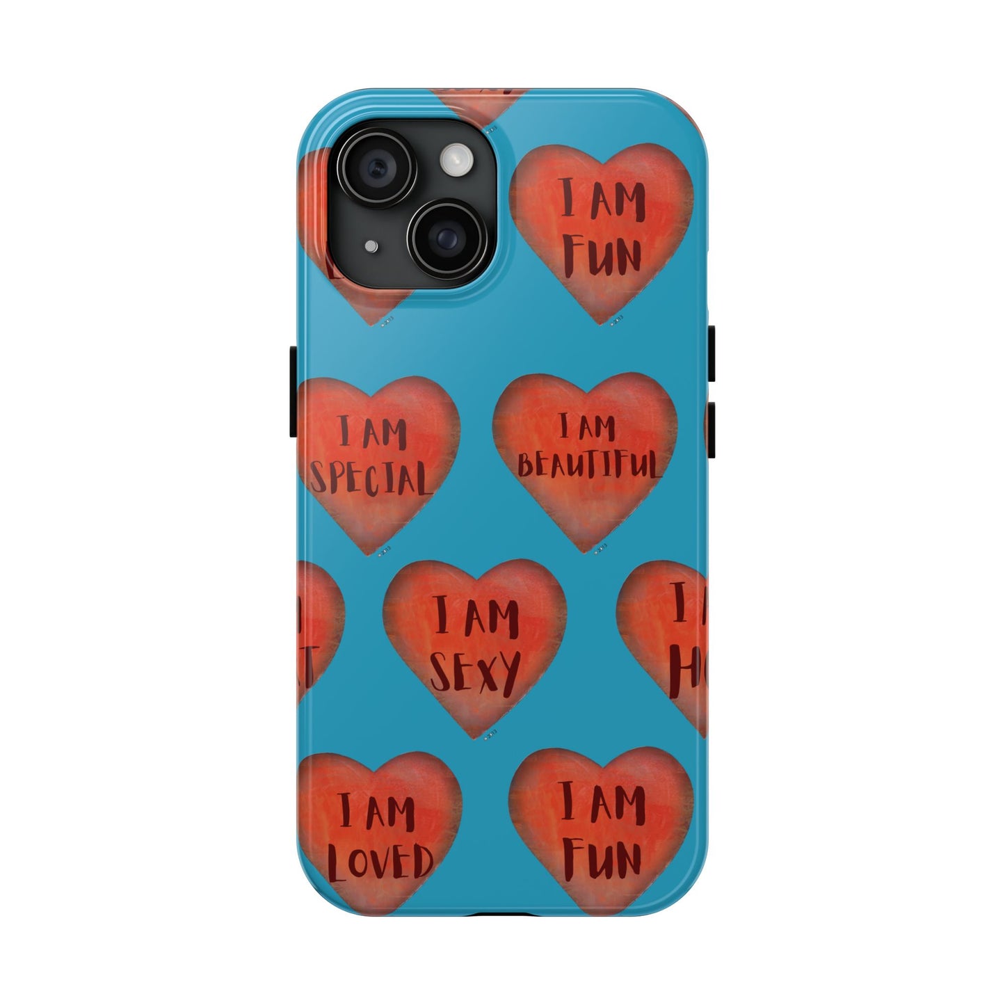 Tough Phone Cases - Original art phone case - Turquoise phone case - Motivational Heart