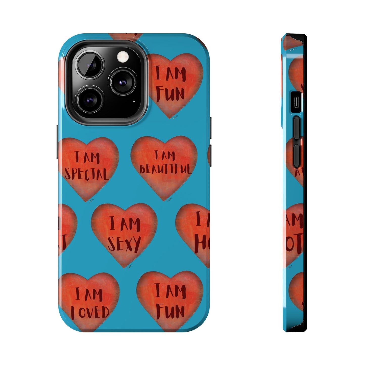 Tough Phone Cases - Original art phone case - Turquoise phone case - Motivational Heart